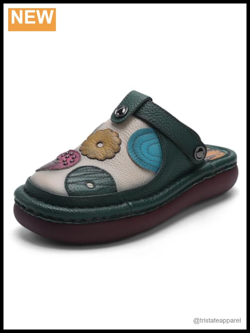 Womens Slip On Mule Loafers Leather Anti Slip Rubber Sole Casual Walking Shoes